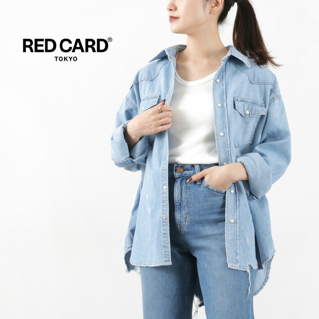 RED CARD（レッドカード） ウエスタン ダメージデニムシャツ / レディース 長袖 トップス チュニック 綿 コットン Western  Damaged Denim Shirt