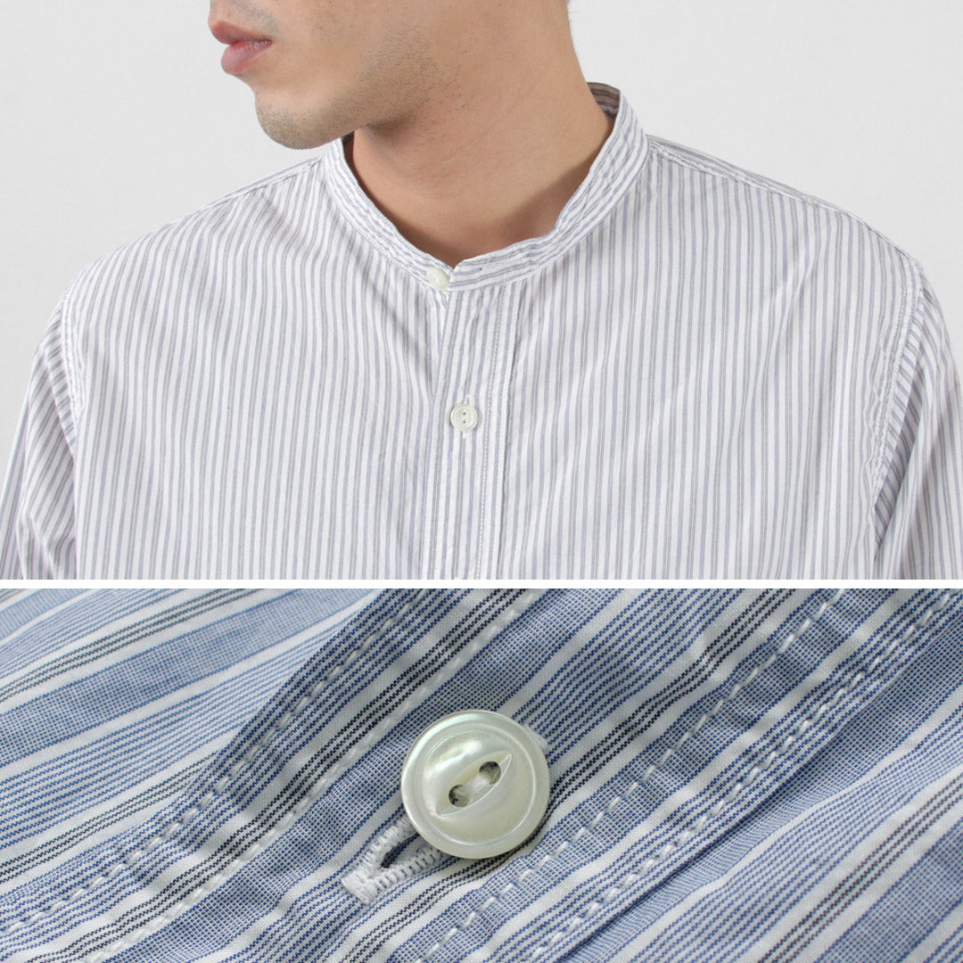 FOB FACTORY F3488 striped band collar shirt