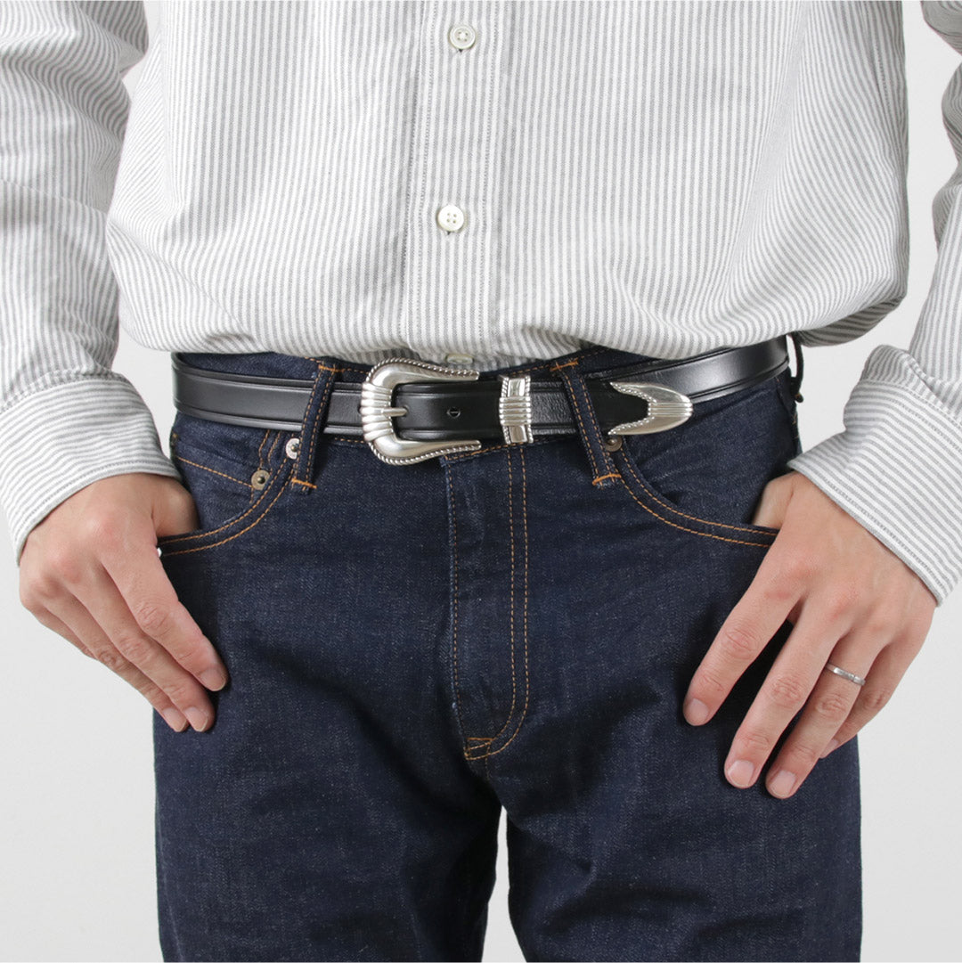 TORY LEATHER（トリーレザー） 3ピース シルバーバックルベルト / メンズ 本革 細め カジュアル 3-Piece Silver  Buckle Belts