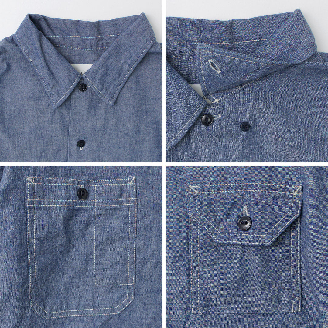 史上一番安い CLANE CHAMBRAY STAND OVER SHIRT シャツ/ブラウス(半袖