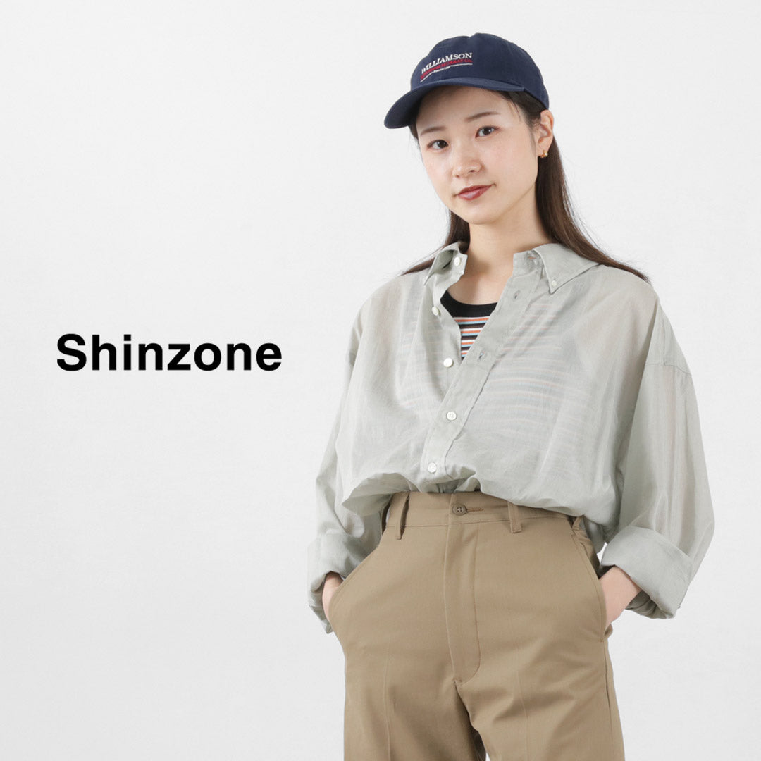 SHINZONE（シンゾーン） シアー ダディーシャツ / レディース 春夏 長袖 無地 襟付き 綿 コットン 日本製 23MMSBL09 SHEER  DADDY SHIRTS