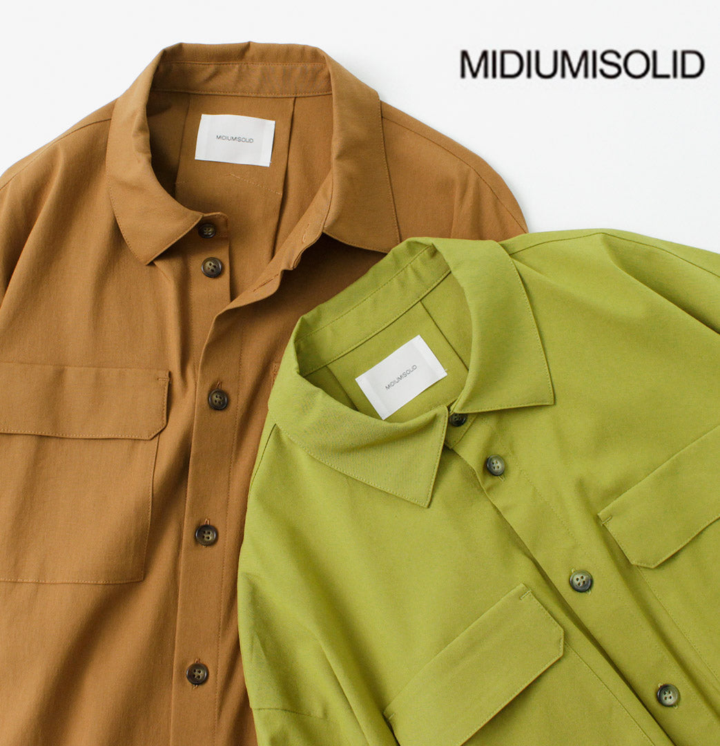 【50％OFF】MIDIUMISOLID（ミディウミソリッド） ロールアップ ワイド シャツ / レディース 七分袖 半袖 五分袖 ブラウス 無地  Roll Up Wide Shirt【セール】