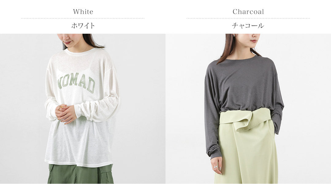 CHIGNON（シニヨン） シアーカスレカレッジロゴロンTee / レディース トップス Tシャツ カットソー 長袖 シースルー Sheer  Blurred College Logo L/Tee