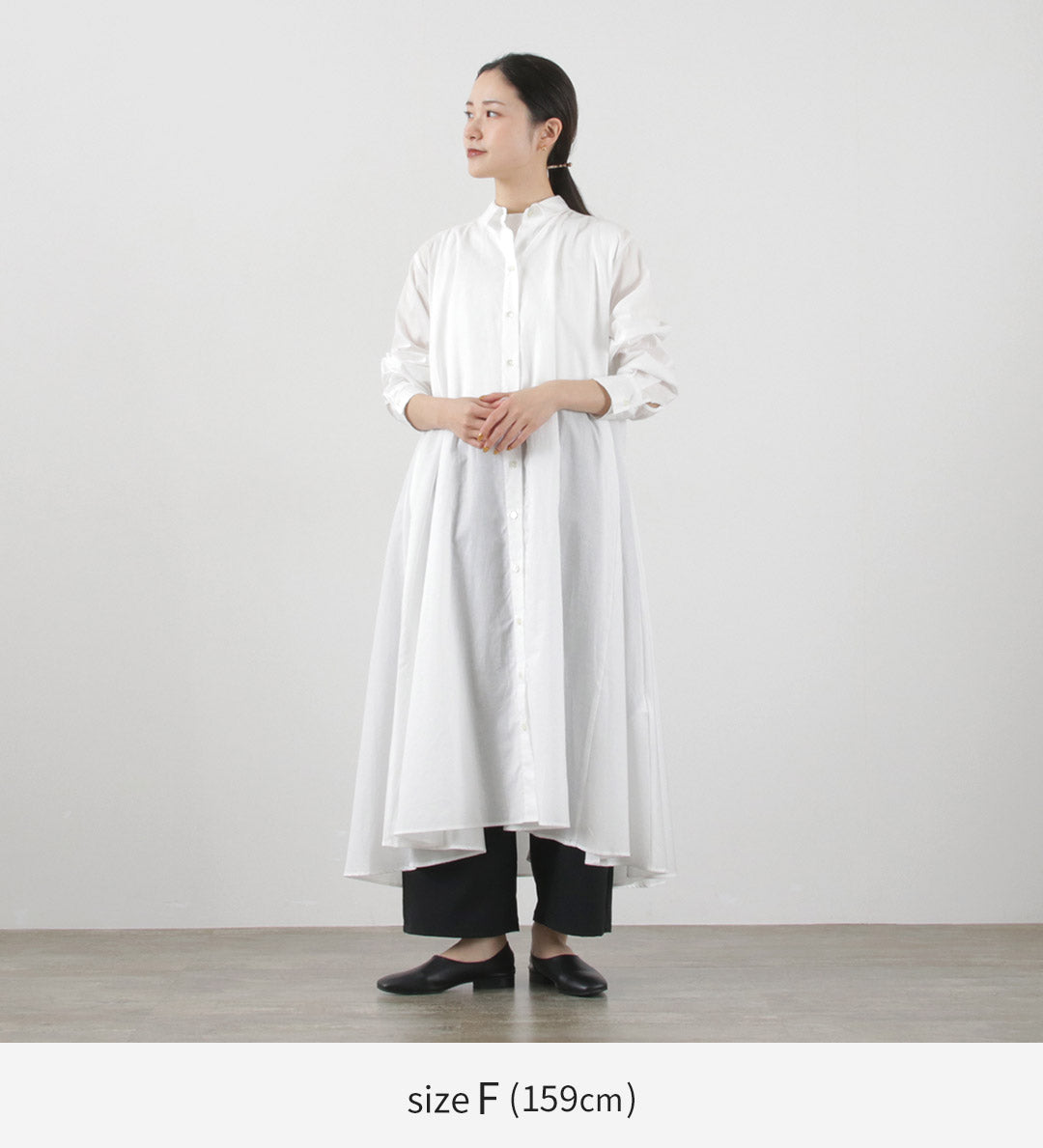 MIZUIRO IND（ミズイロインド） フレア ロング シャツOP / レディース ワンピース シャツワンピース 長袖 羽織 Flared Long  Shirt OP