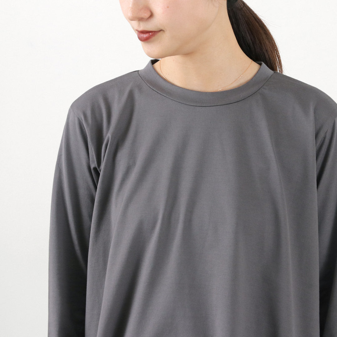 mizuiro ind（ミズイロインド） クルーネック Aライン チュニックT / レディース カットソー Tシャツ 長袖 フレア 綿 コットン  Crew Neck A Line Tunic T