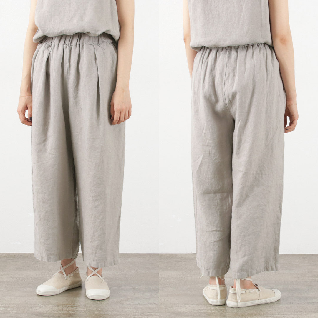 LAITERIE（レイトリー） リユールリネン ワイドタックパンツ / ボトムス 総ゴム ウエストゴム イージー 麻 RELIERLINEN WIDE  TUCK PANTS