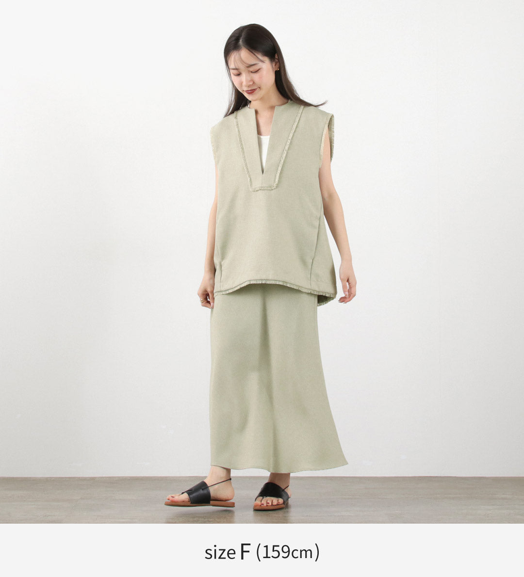 CHIGNON（シニヨン） リネンライク フリンジ ベスト / レディース 無地 Vネック 春夏 LINEN LIKE FRINGE VEST