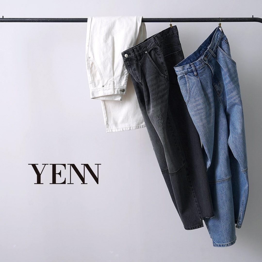 YENN（イェン） ハイライズ タック ワイド パンツ グレー / レディース ボトムス デニム ハイウエスト HIGH RIZE TUCK WIDE  PANTS GRAY