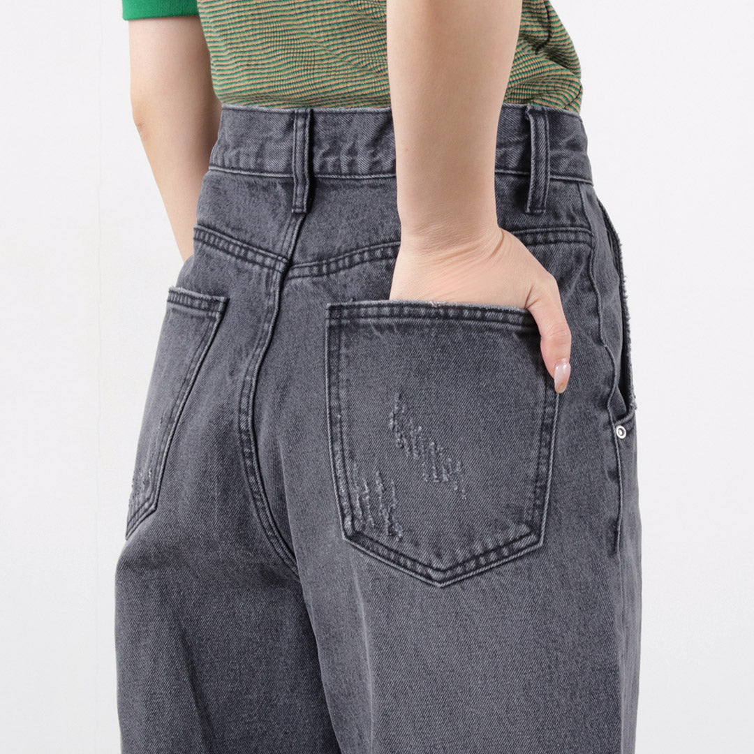 YENN（イェン） ハイライズ タック ワイド パンツ グレー / レディース ボトムス デニム ハイウエスト HIGH RIZE TUCK WIDE  PANTS GRAY