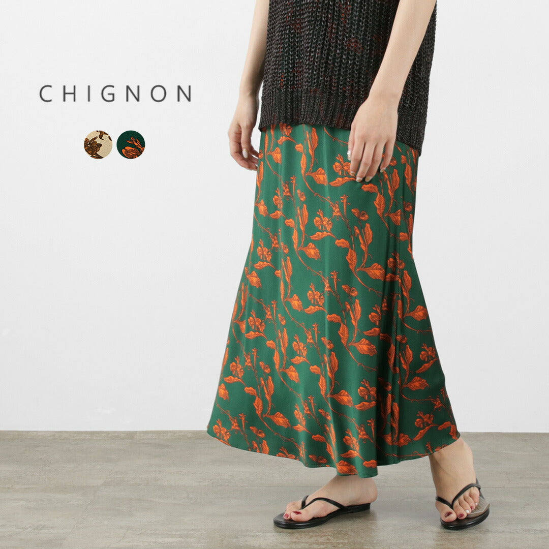 CHIGNON 即完 シニヨンvintage柄バイアスマーメイドSK スカート-