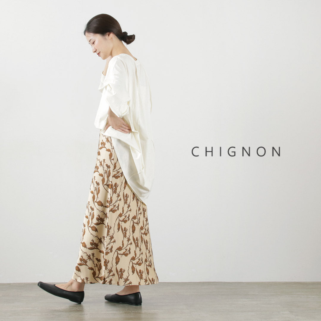 【50％OFF】CHIGNON（シニヨン） Vintage柄バイアスマーメイドスカート / レディース ロング丈 ウエストゴム 総ゴム bias  mermaid Skirt vintage Print【セール】