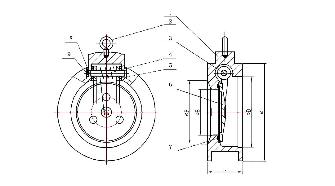 Cast Iron Single Door Wafer Check Valve Universal Model ISD-F04