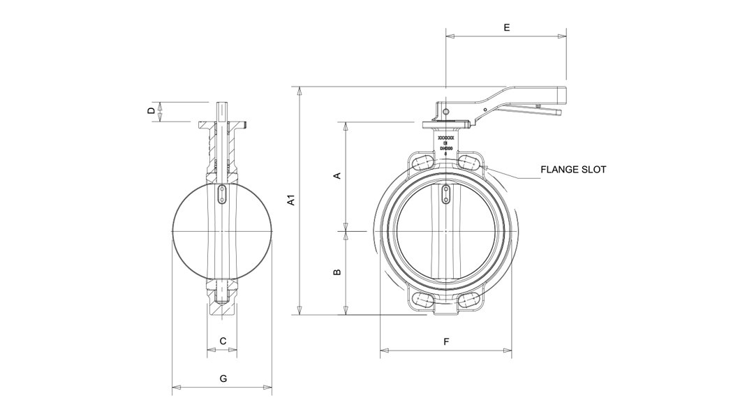 Butterfly Valve Crane 2 นิ้ว Handle Wafer Model F611 Type Body Ductile Iron / Disc ALBZ/LINER BUNNA-N/PN16