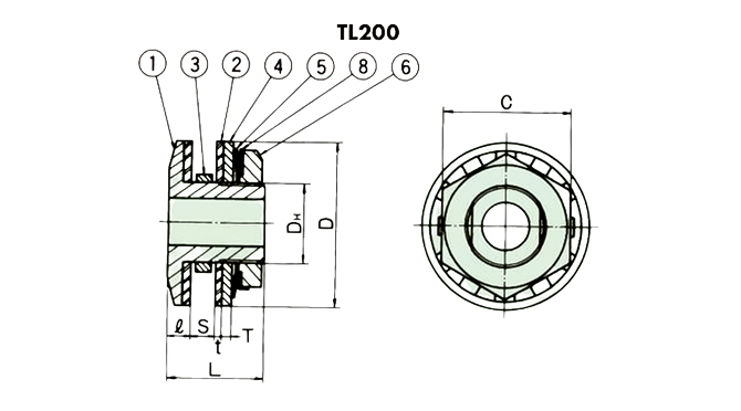 Tsubaki Torque Limiter Code TL250-1L-B4.5