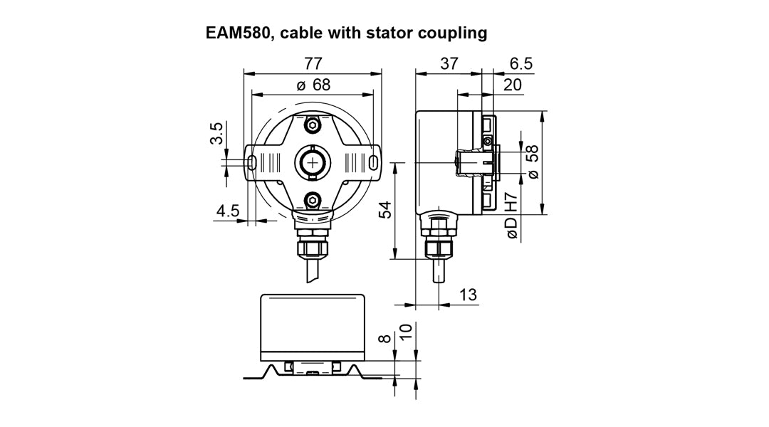 Baumer EAM580 Series Magnetic Absolute Encoder, Code EAM580-BNC.7LC6.14180.A