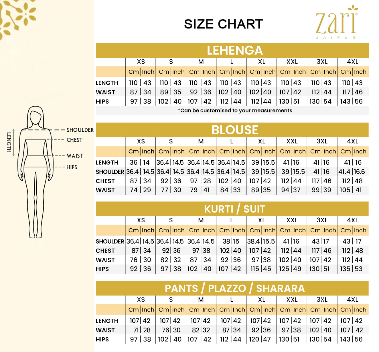 Size Chart | Yoga Jeans