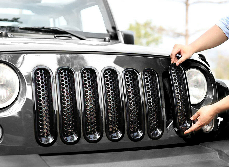 Glossy Black Cover Insert Mesh Grille with 7*Grill for 07-15 Jeep Wrangler  from Weathers Auto Supply