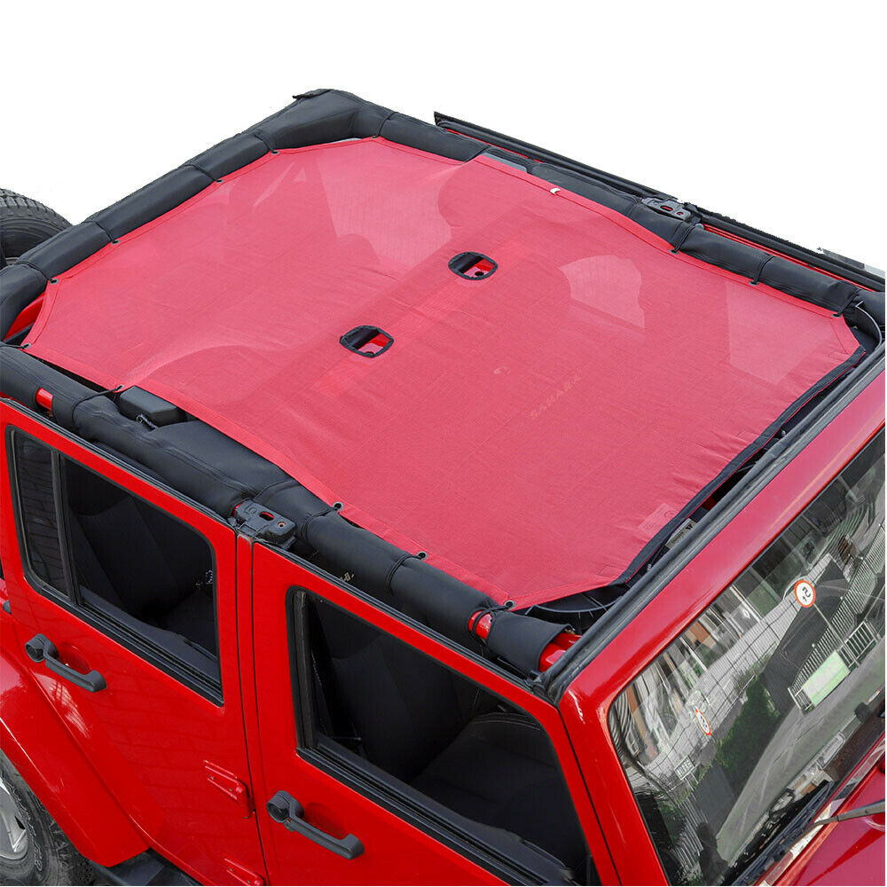 Red Sunshade Mesh Screen Bikini Top Cover with UV Blocker for 07-17 Jeep  Wrangler Jk from Weathers Auto Supply