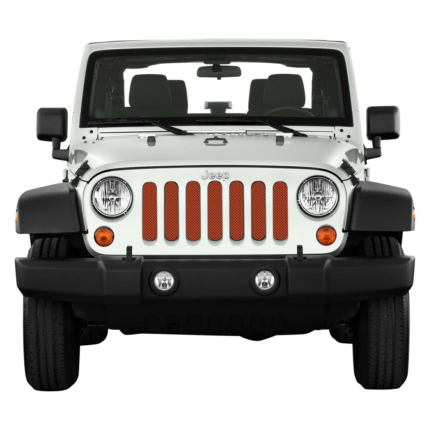 Orange 1-Pc Solid Color Series Sunburst Main Grille for 18 Jeep Wrangler Jk  from Weathers Auto Supply