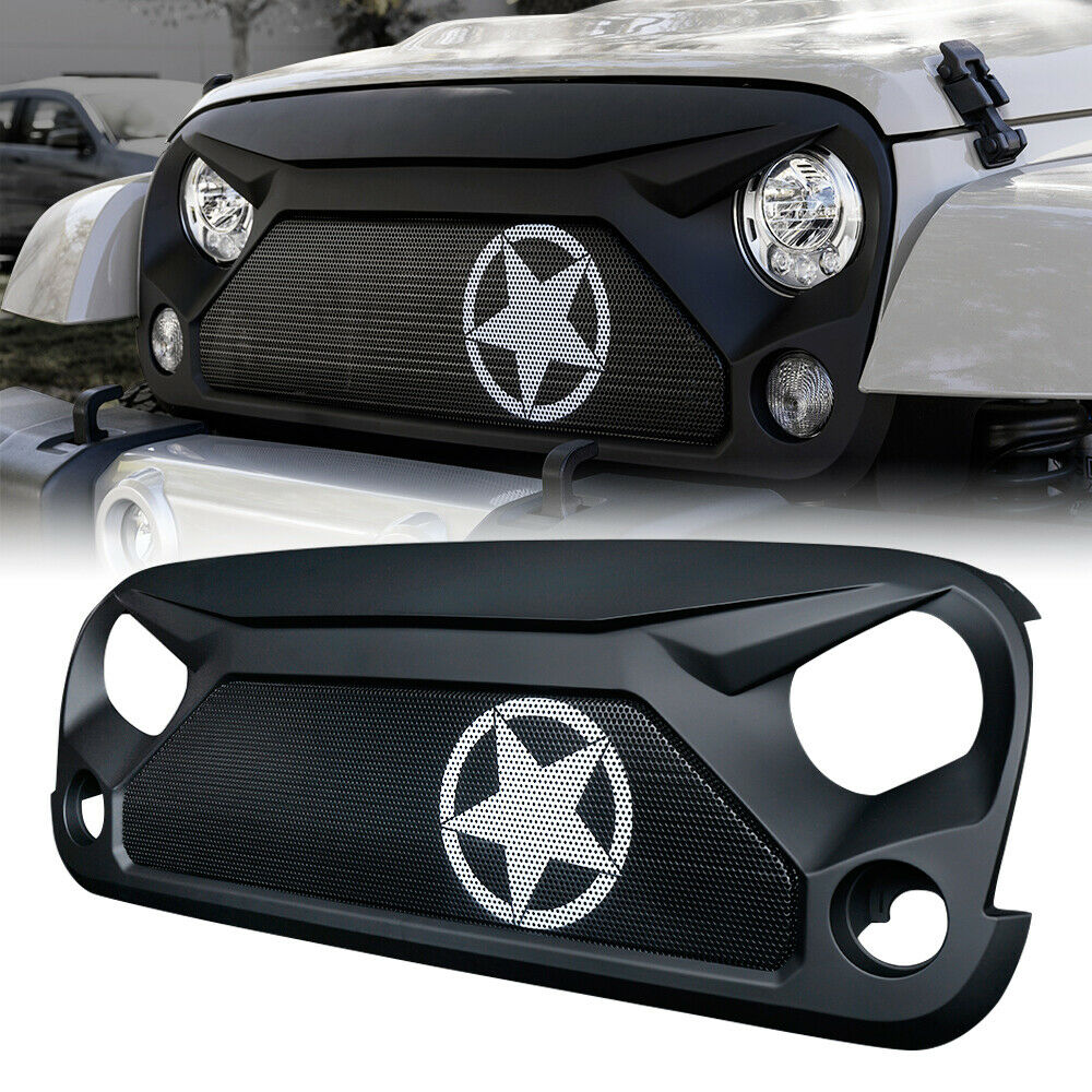 Matte Black Xprite Front Grille with Steel Mesh Grill for 07-18 Jeep  Wrangler Jk from Weathers Auto Supply