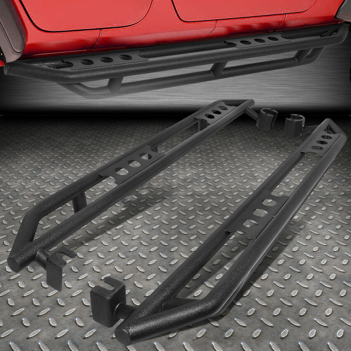 Black Rock Slider Side Steps Running Boards with NERF Bar for 18-19 Jeep  Wrangler from Weathers Auto Supply