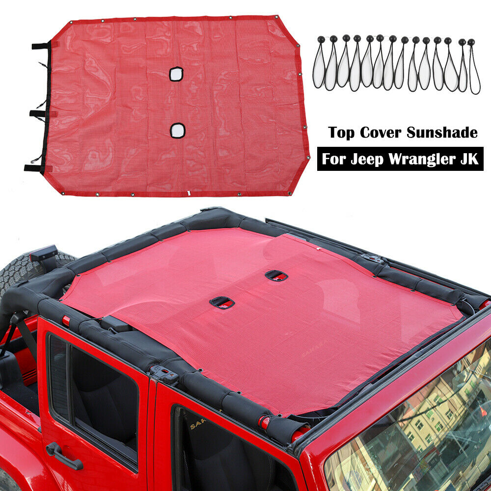 Red Sunshade Mesh Screen Bikini Top Cover with UV Blocker for 07-17 Jeep  Wrangler Jk from Weathers Auto Supply