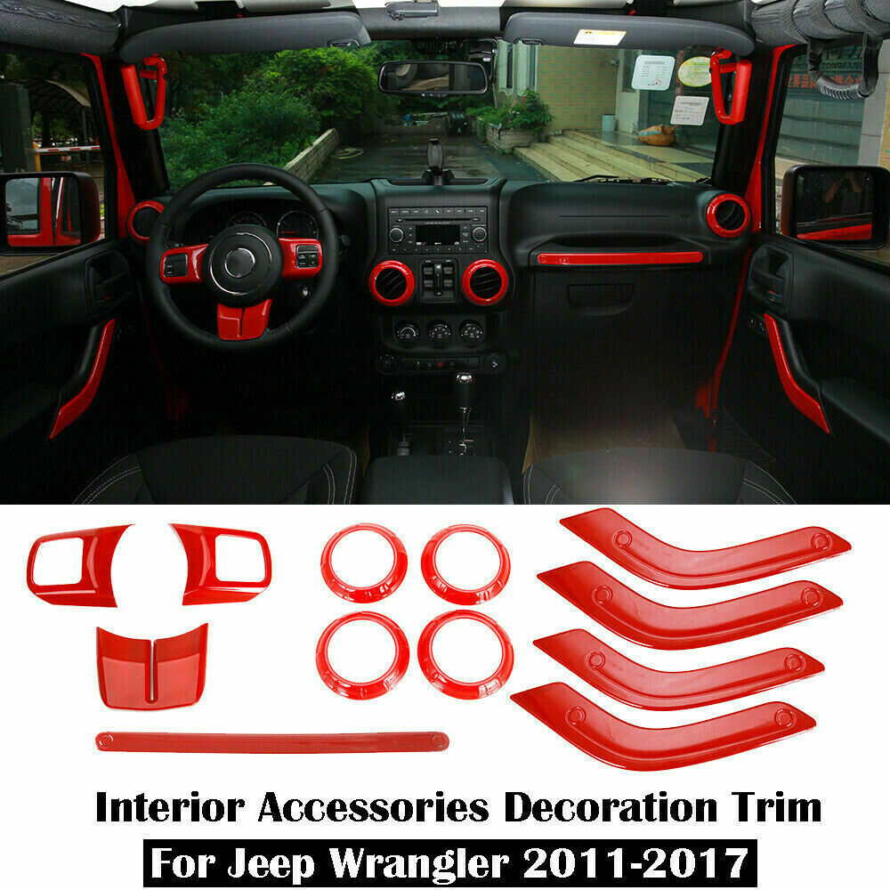 Red Interior Decor Trim Cover Kit for Jeep Wrangler 2011-2017 from Weathers  Auto Supply