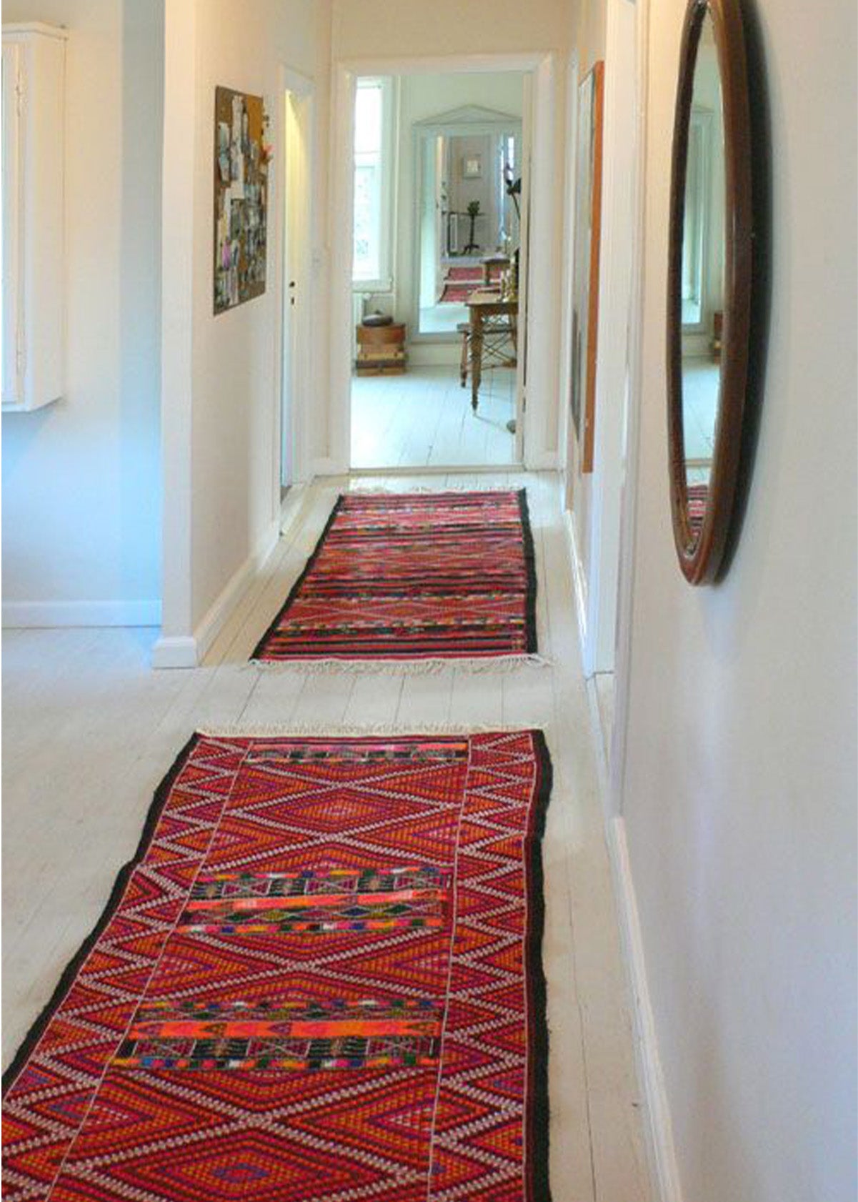 Styling tips on narrow hallways. How to style a vintage runner in your home.