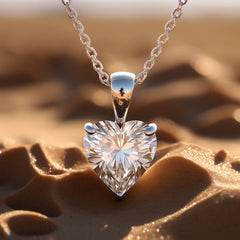 Heart Shaped Moissanite Pendant Earrings Set