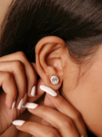 Medallion Moissanite Halo Earrings