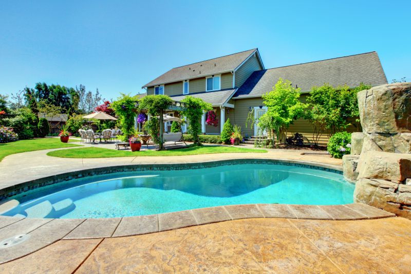 A pool in a backyard.