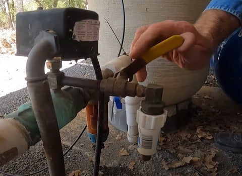 Showing valve installed on water well connection