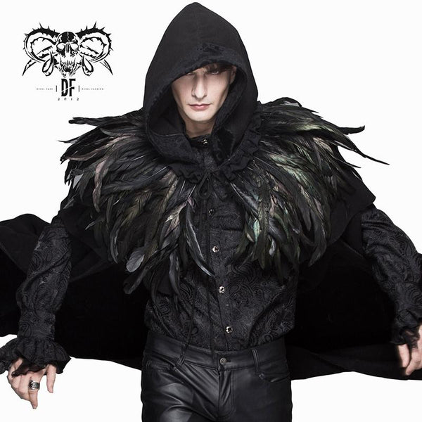 'Transylvanian Hunger' Gothic Shawl With Feather – DevilFashion Official