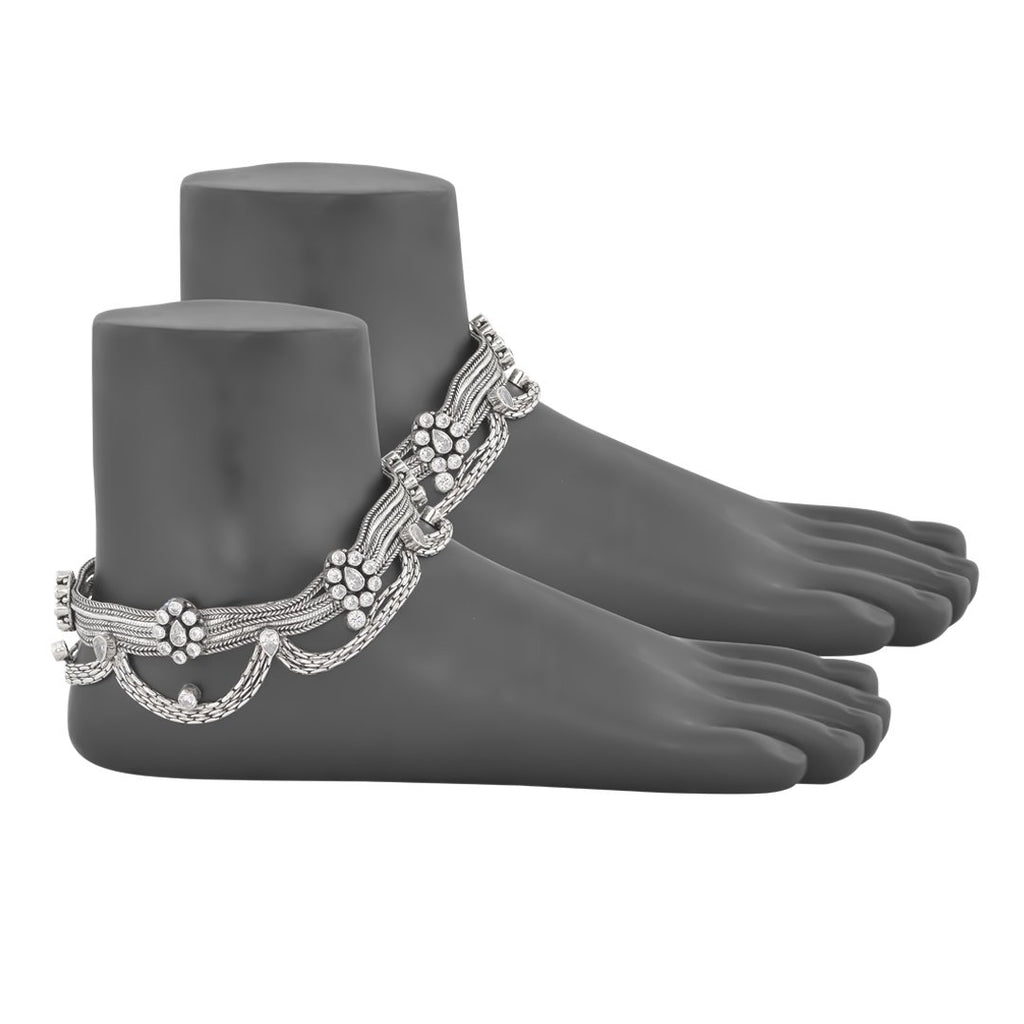 5 Layer CZ/Kundan studded anklets – Abaran Timeless Jewellery Pvt.Ltd