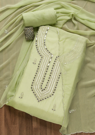 Small High Slit Pista Green Cotton Suit Set, Plain at Rs 600 in New Delhi