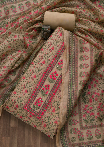 Linen Cotton HandWork Dress Material with Chiffon Dupatta – RKG SHOPPING