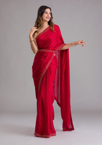 Maroon Red and Pink Kanchi Bandhani Saree | A Statement Piece for the  Modern Woman | ViBha