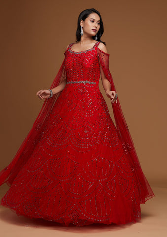 Shop Indian Designer Gowns, Evening Party Dresses for Wedding Online in UK,  USA: Pink and Rayon