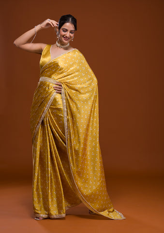 Haldi Belted Layered Saree – Bhumika Sharma