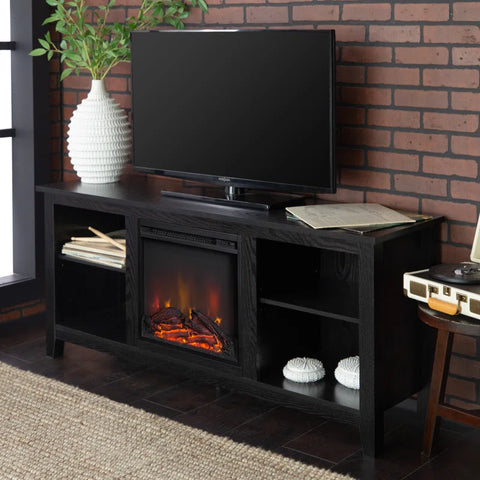Kneeland media console electric fireplace unit warms your living room attractive aesthetic modern