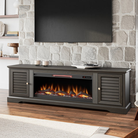 modern fireplace tv stand electric heating unit quality construction brown attractive aesthetic