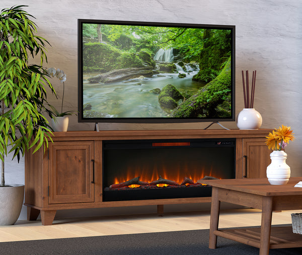 75 inch Fireplace TV Stand Brown