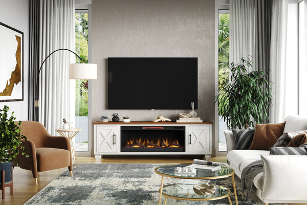 White Fireplace TV Stand for 75 inch TV