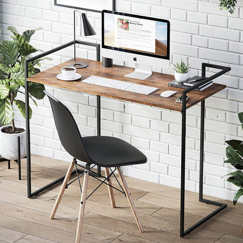 small desk home office modern wood aesthetic