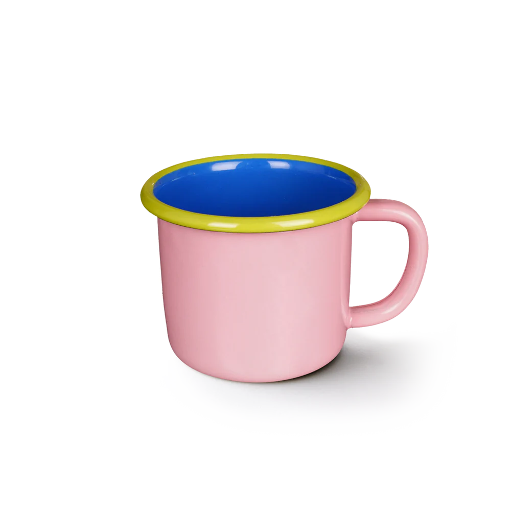 BORNN MUG - SOFT PINK AND ELECTRIC BLUE WITH CHARTREUSE RIM