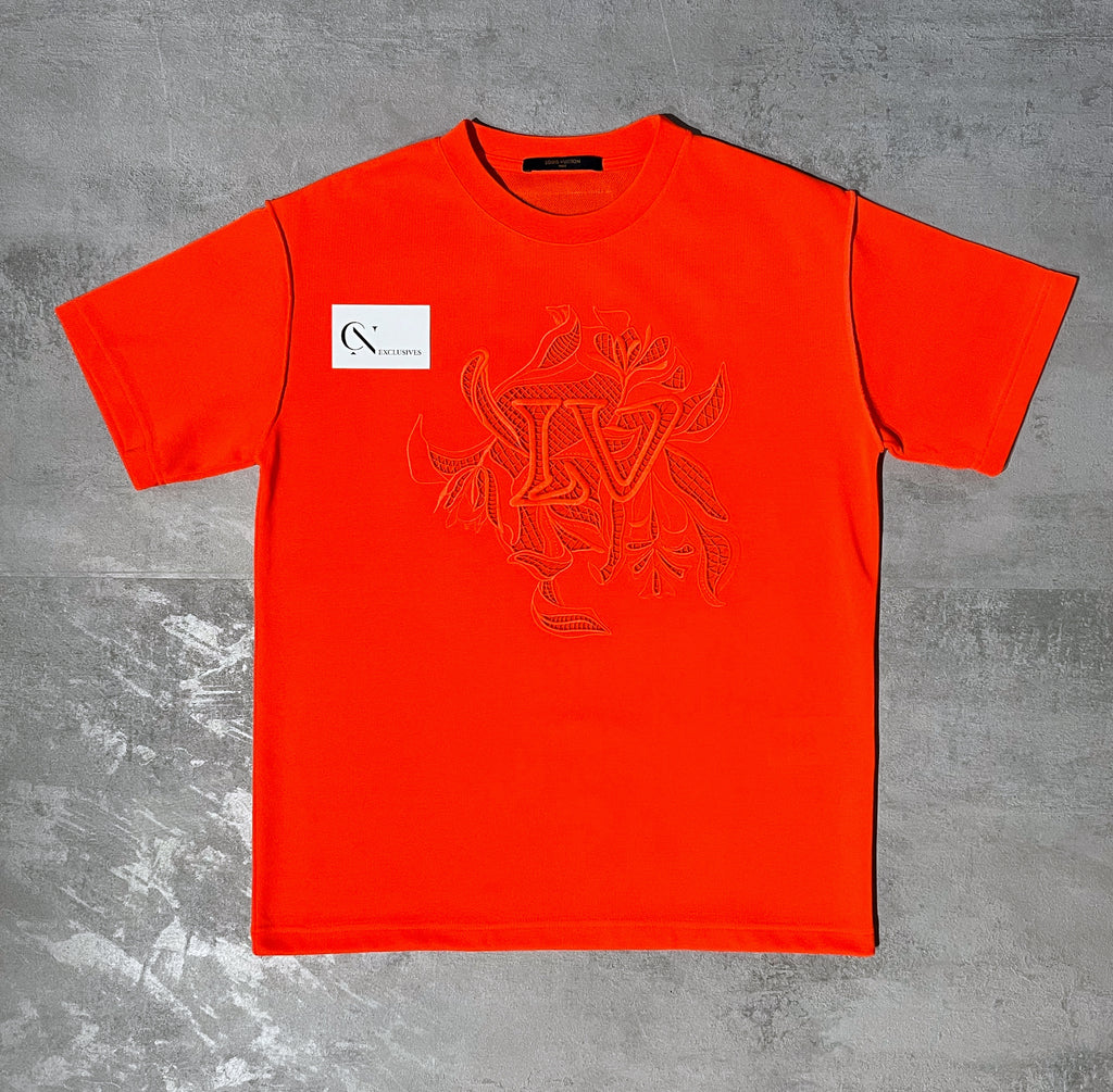 Louis Vuitton Neon Orange Vegetal Lace Embroidery T-Shirt XS Louis