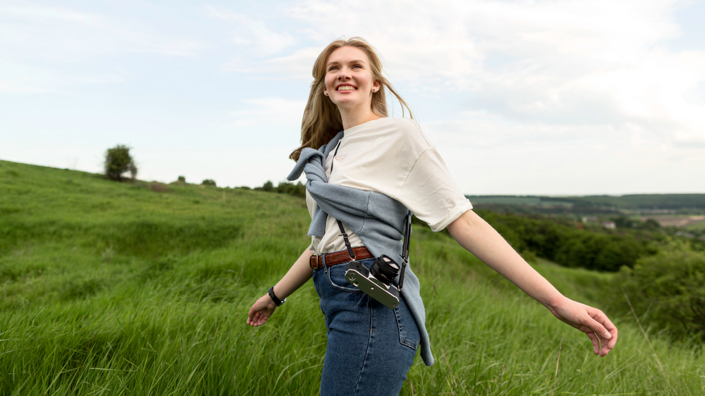 Woman in the countryside, enjoying a stress free day