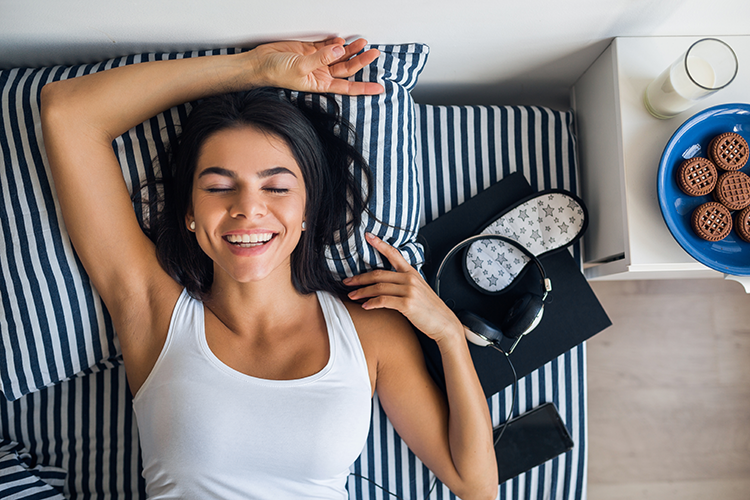 Woman who just woke up after a great night's sleep