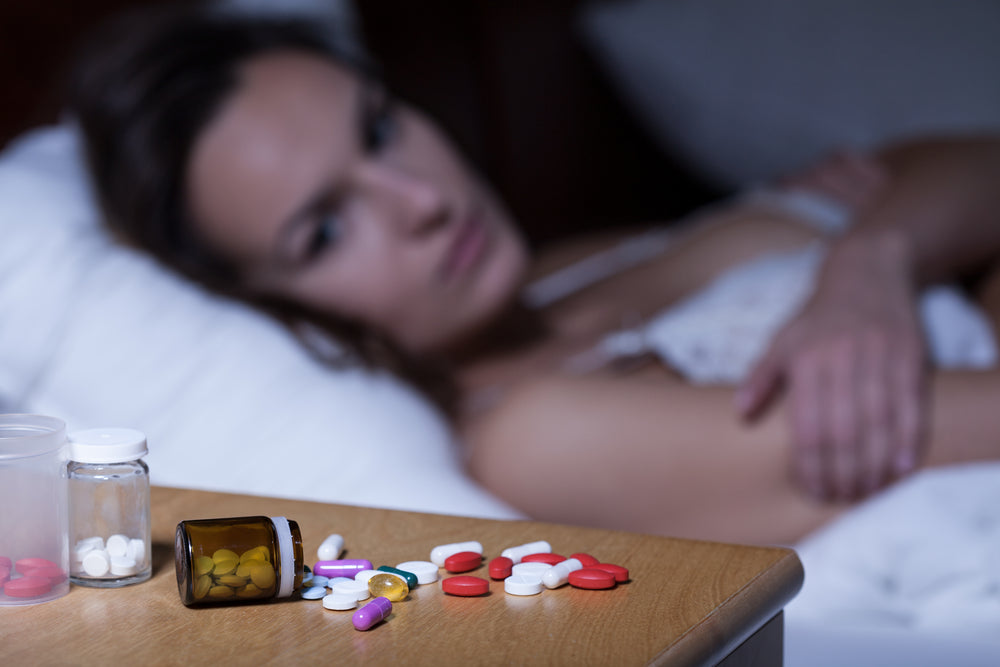 Woman who is worried about the sleeping pills she is taking