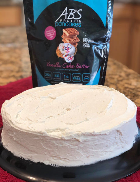 protein birthday cake with icing